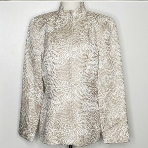 NEW Neiman Marcus exclusive Blazer Silk Tan White Jacket Quilted Luxury Vintage